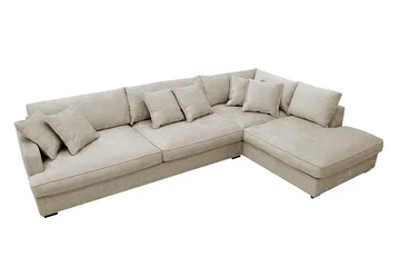 Rossita Lyx 4-sits Högervänd L-formad Extra Djup Schäslongsoffa i Chenille - Beige Chenille - Products - Möbler - Soffa - Divansoffa & schäslongsoffa - 4 sits soffa med divan