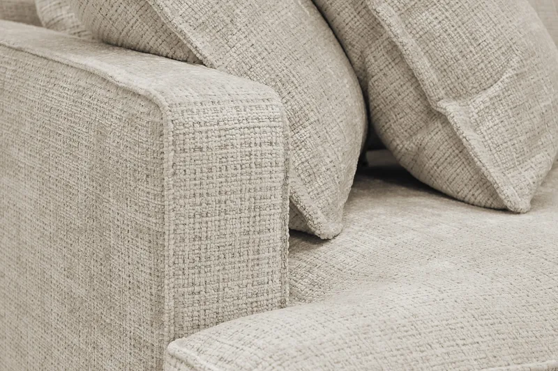 Rossita Lyx 4-sits Högervänd L-formad Extra Djup Schäslongsoffa i Chenille - Beige Chenille - Products - Möbler - Soffa - Divansoffa & schäslongsoffa - 4 sits soffa med divan