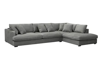Rossita Lyx 4-sits Högervänd L-formad Extra Djup Schäslongsoffa i Chenille - Grå Chenille - Products - Möbler - Soffa - Divansoffa & schäslongsoffa - 4 sits soffa med divan