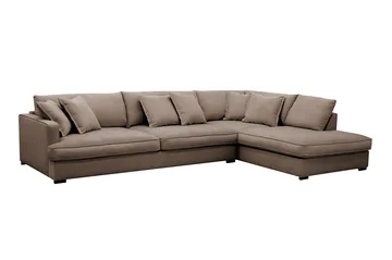 Rossita Lyx 4-sits Högervänd L-formad Extra Djup Schäslongsoffa i Tyg - Brun Tyg - Products - Möbler - Soffa - Divansoffa & schäslongsoffa - 4 sits soffa med divan