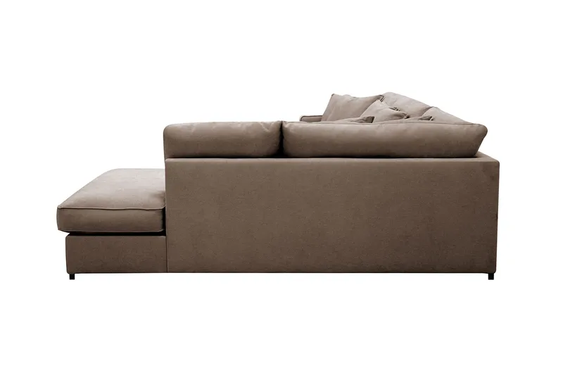 Rossita Lyx 4-sits Högervänd L-formad Extra Djup Schäslongsoffa i Tyg - Brun Tyg - Products - Möbler - Soffa - Divansoffa & schäslongsoffa - 4 sits soffa med divan