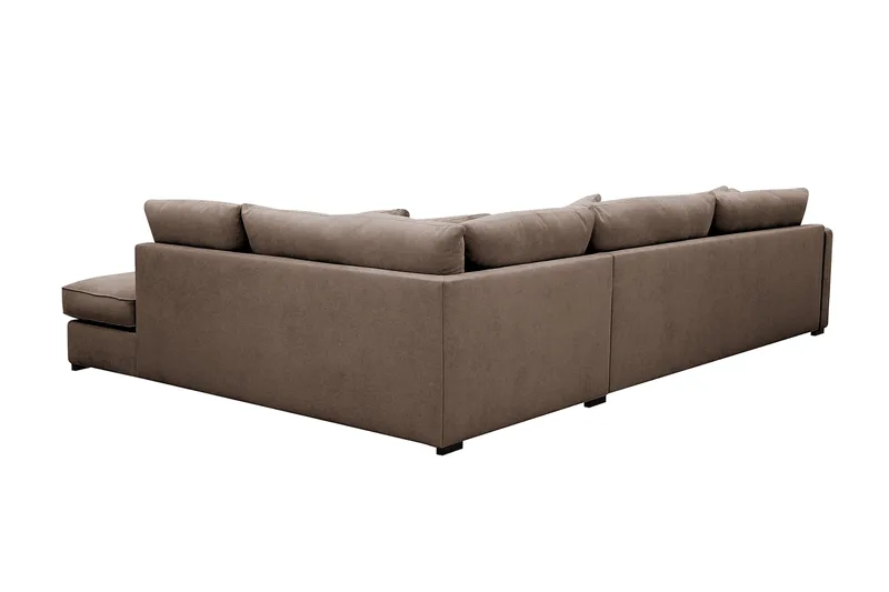 Rossita Lyx 4-sits Högervänd L-formad Extra Djup Schäslongsoffa i Tyg - Brun Tyg - Products - Möbler - Soffa - Divansoffa & schäslongsoffa - 4 sits soffa med divan