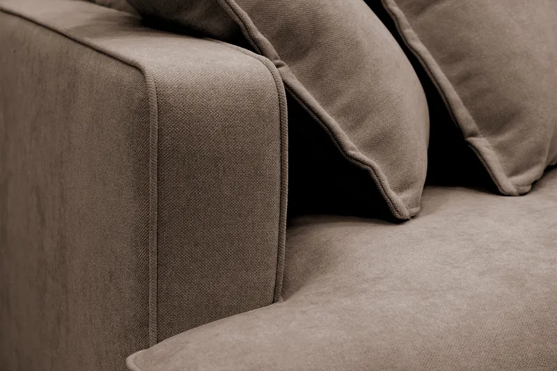 Rossita Lyx 4-sits Högervänd L-formad Extra Djup Schäslongsoffa i Tyg - Brun Tyg - Products - Möbler - Soffa - Divansoffa & schäslongsoffa - 4 sits soffa med divan