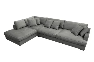 Rossita Lyx 4-sits Vänstervänd L-formad Extra Djup Schäslongsoffa i Chenille - Grå Chenille - Products - Möbler - Soffa - Divansoffa & schäslongsoffa - 4 sits soffa med divan