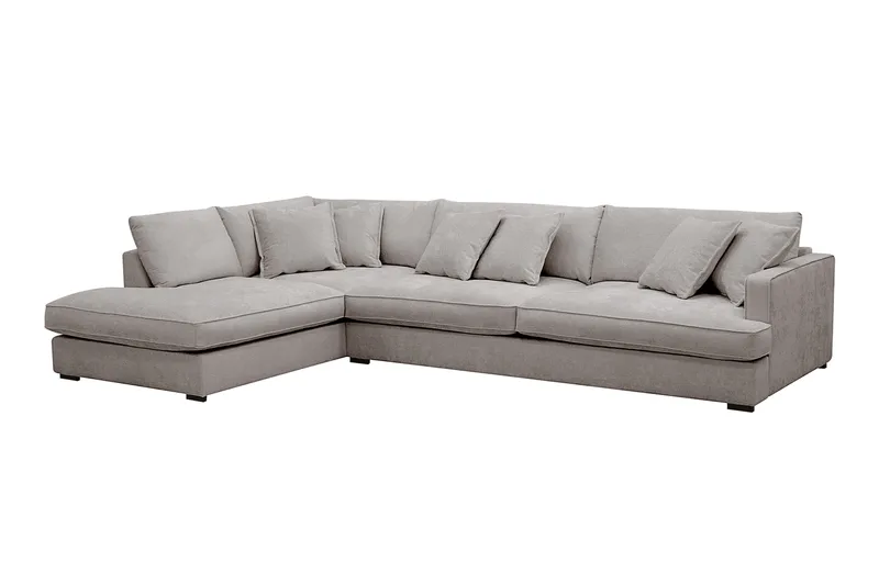 Rossita Lyx 4-sits Vänstervänd L-formad Extra Djup Schäslongsoffa i Chenille - Grå/Brun Chenille - Products - Möbler - Soffa - Divansoffa & schäslongsoffa - 4 sits soffa med divan