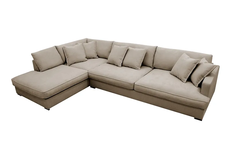 Rossita Lyx 4-sits Vänstervänd L-formad Extra Djup Schäslongsoffa i Tyg - Brun Tyg - Products - Möbler - Soffa - Divansoffa & schäslongsoffa - 4 sits soffa med divan