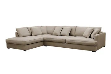 Rossita Lyx 4-sits Vänstervänd L-formad Extra Djup Schäslongsoffa i Tyg - Brun Tyg - Products - Möbler - Soffa - Divansoffa & schäslongsoffa - 4 sits soffa med divan