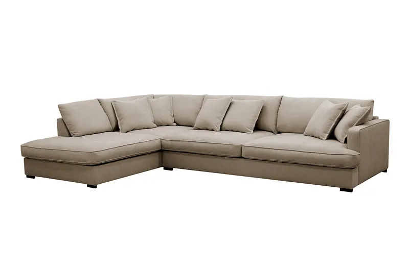Rossita Lyx 4-sits Vänstervänd L-formad Extra Djup Schäslongsoffa i Tyg - Brun Tyg - Products - Möbler - Soffa - Divansoffa & schäslongsoffa - 4 sits soffa med divan