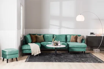 Trend 4-sits Högervänd L-formad Schäslongsoffa i Sammet - Grön - Products - Möbler - Soffa - Divansoffa & schäslongsoffa - 4 sits soffa med divan