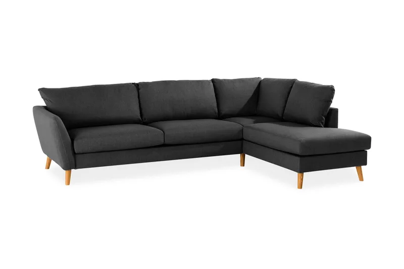 Trend 4-sits Högervänd L-formad Schäslongsoffa i Tyg - Svart - Products - Möbler - Soffa - Divansoffa & schäslongsoffa - 4 sits soffa med divan