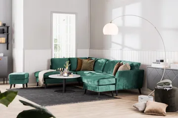 Trend 4-sits Högervänd U-formad Soffa med Divan och Schäslong i Sammet - Grön - Products - Möbler - Soffa - Divansoffa & schäslongsoffa - 4 sits soffa med divan