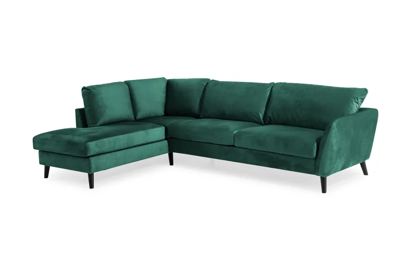 Trend 4-sits Vänstervänd L-formad Schäslongsoffa i Sammet - Grön - Products - Möbler - Soffa - Divansoffa & schäslongsoffa - 4 sits soffa med divan