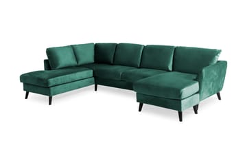Trend 4-sits Vänstervänd U-formad Soffa med Divan och Schäslong i Sammet - Grön - Products - Möbler - Soffa - Divansoffa & schäslongsoffa - 4 sits soffa med divan