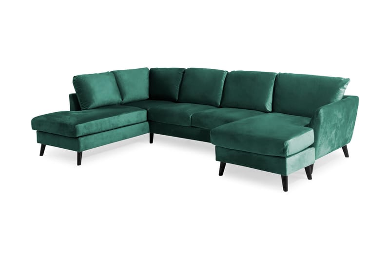 Trend 4-sits Vänstervänd U-formad Soffa med Divan och Schäslong i Sammet - Grön - Products - Möbler - Soffa - Divansoffa & schäslongsoffa - 4 sits soffa med divan