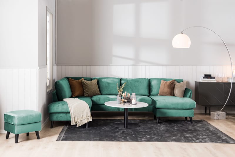 Trend 4-sits Vänstervänd U-formad Soffa med Divan och Schäslong i Sammet - Grön - Products - Möbler - Soffa - Divansoffa & schäslongsoffa - 4 sits soffa med divan