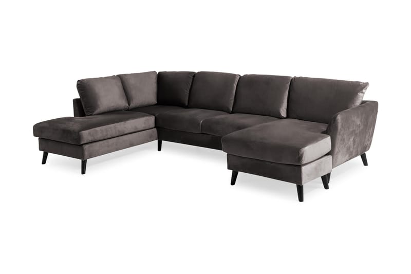 Trend 4-sits Vänstervänd U-formad Soffa med Divan och Schäslong i Sammet - Mörkgrå - Products - Möbler - Soffa - Divansoffa & schäslongsoffa - 4 sits soffa med divan