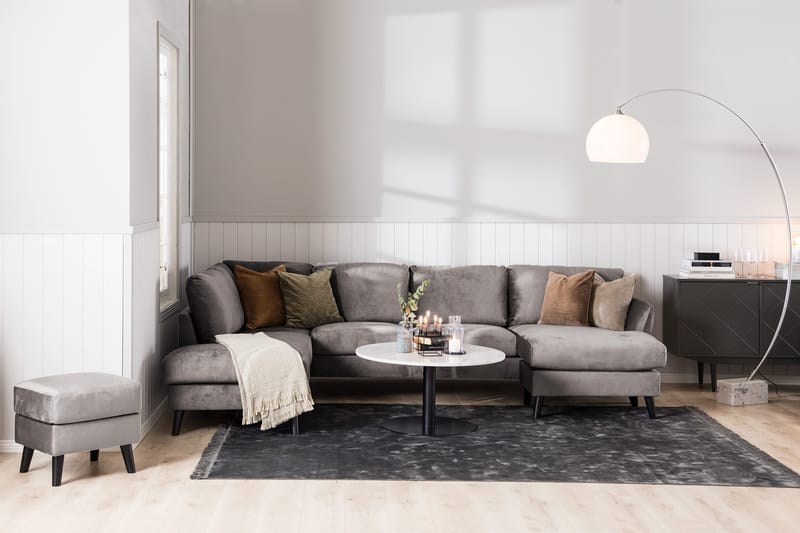 Trend 4-sits Vänstervänd U-formad Soffa med Divan och Schäslong i Sammet - Mörkgrå - Products - Möbler - Soffa - Divansoffa & schäslongsoffa - 4 sits soffa med divan