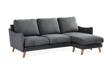 Trend Lyx 3-sits Divansoffa Höger - Mörkgrå/Ek - Products - Möbler - Soffa - Divansoffa & schäslongsoffa - 4 sits soffa med divan