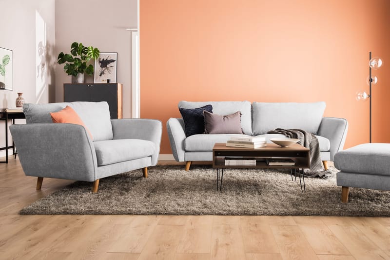 Trend Lyx 3-sits Vänstervänd L-formad Divansoffa i Tyg - Ljusgrå - Products - Möbler - Soffa - Divansoffa & schäslongsoffa - 4 sits soffa med divan