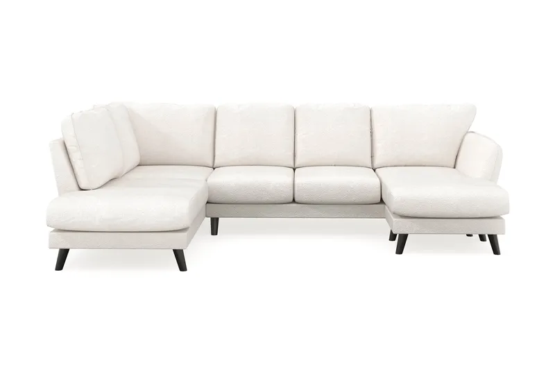 Trend Lyx 4-sits Högervänd U-formad Soffa med Divan och Schäslong i Bouclé, Vit