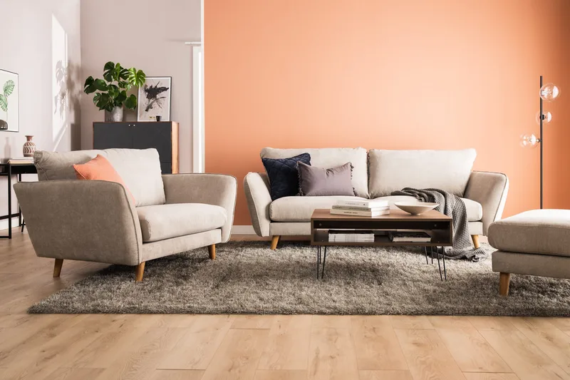Trend Lyx 4-sits Vänstervänd L-formad Schäslongsoffa i Tyg - Beige - Products - Möbler - Soffa - Divansoffa & schäslongsoffa - 4 sits soffa med divan