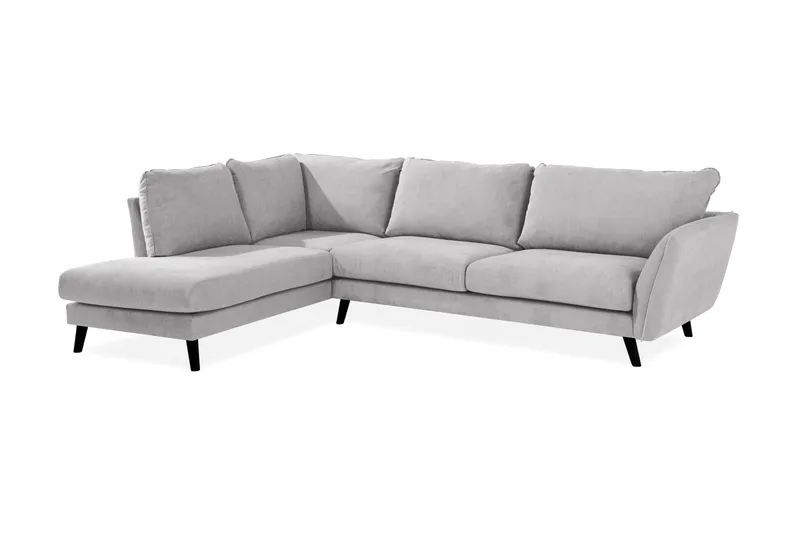 Trend Lyx Schäslongsoffa Vänster, Ljusgrå/Svart