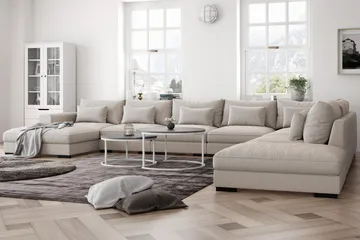 Dubai U-modulsoffa Large med Divan Vänster Extra Djup - Beige - Products - Möbler - Soffa - U-soffa
