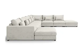 Dubai U-modulsoffa Large med Divan Vänster Sammet Extra Djup - Vit - Products - Möbler - Soffa - U-soffa