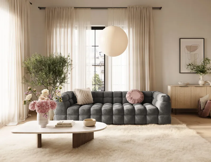 Elise 4-sits Bubblig Soffa - Mörkgrå - Products - Möbler - Soffa - 4 sits soffa