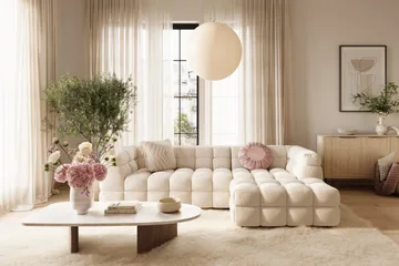 Elise Bubblig Soffgrupp 4-sits Divansoffa Vänster + Fåtölj - Beige - Products - Möbler - Soffa - Soffgrupp