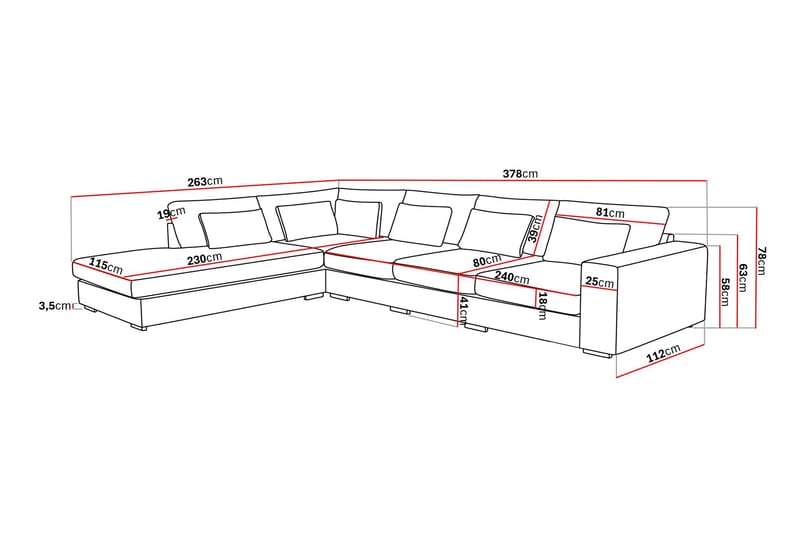 Grande 5-sits Soffa med Schäslong Vänster - Beige Tyg - Products - Möbler - Soffa - Divansoffa & schäslongsoffa