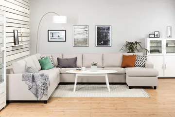 Crazy 7-sits Högervänd U-formad XX-Large Hörnsoffa med divan i Tyg - Beige - Products - Möbler - Soffa - Hörnsoffa - Hörnsoffa med divan