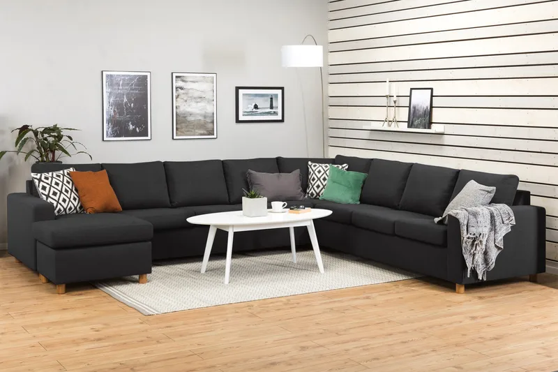Crazy 7-sits Vändbar U-formad XX-Large Hörnsoffa med divan i Tyg - Mörkgrå / Antracit - Products - Möbler - Soffa - Hörnsoffa - Hörnsoffa med divan