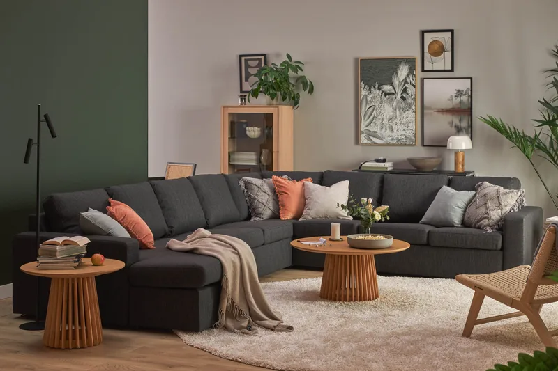 Crazy 7-sits Vändbar U-formad XX-Large Hörnsoffa med divan i Tyg - Mörkgrå / Antracit - Products - Möbler - Soffa - Hörnsoffa