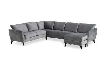 Trend 5-sits Högervänd L-formad Hörnsoffa med Divan i Sammet - Ljusgrå - Products - Möbler - Soffa - Hörnsoffa