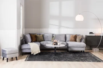 Trend 5-sits Högervänd L-formad Hörnsoffa med Divan i Sammet - Ljusgrå - Products - Möbler - Soffa - Hörnsoffa