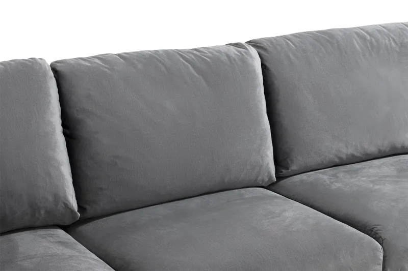 Trend 5-sits Högervänd L-formad Hörnsoffa med Divan i Sammet - Ljusgrå - Products - Möbler - Soffa - Hörnsoffa