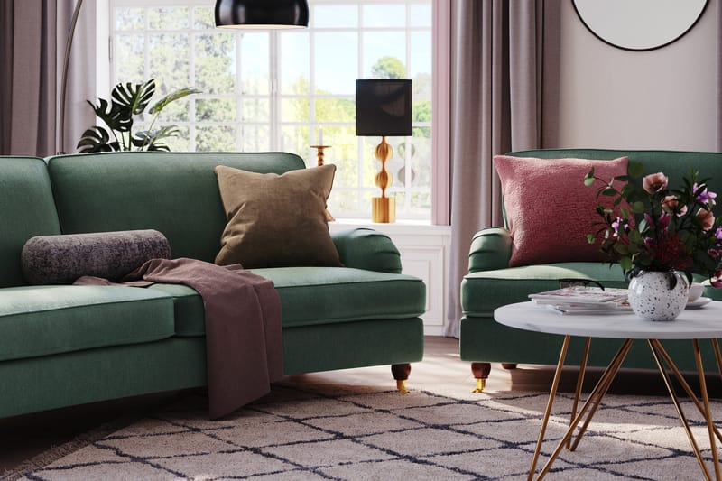 Howard Lyx 3-sits Svängd Sammetssoffa - Mörkgrön - Products - Möbler - Soffa - 3 sits soffa