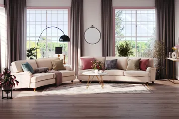 Howard Lyx 4-sits Svängd Tygsoffa - Beige - Products - Möbler - Soffa - Howardsoffa