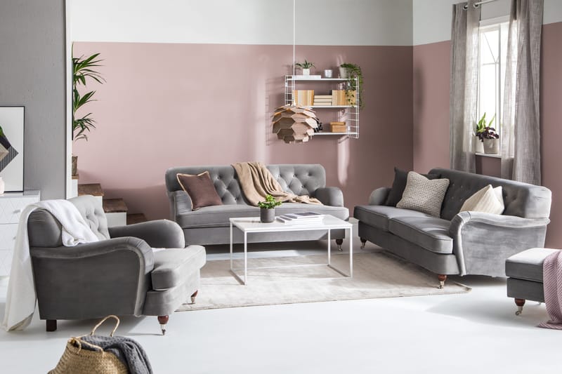 Howard Riviera 2-sits Sammetssoffa - Ljusgrå - Products - Möbler - Soffa - Sammetssoffa