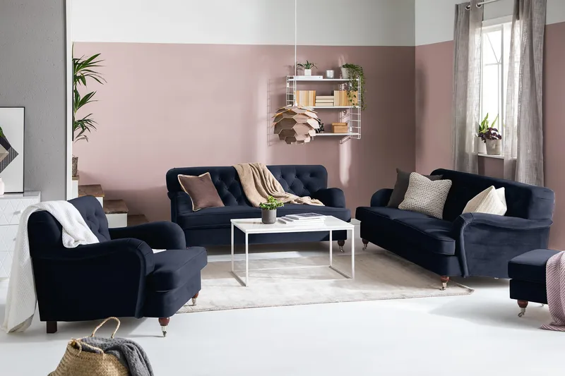 Howard Riviera 3-sits Sammetssoffa - Blå - Products - Möbler - Soffa - 3 sits soffa
