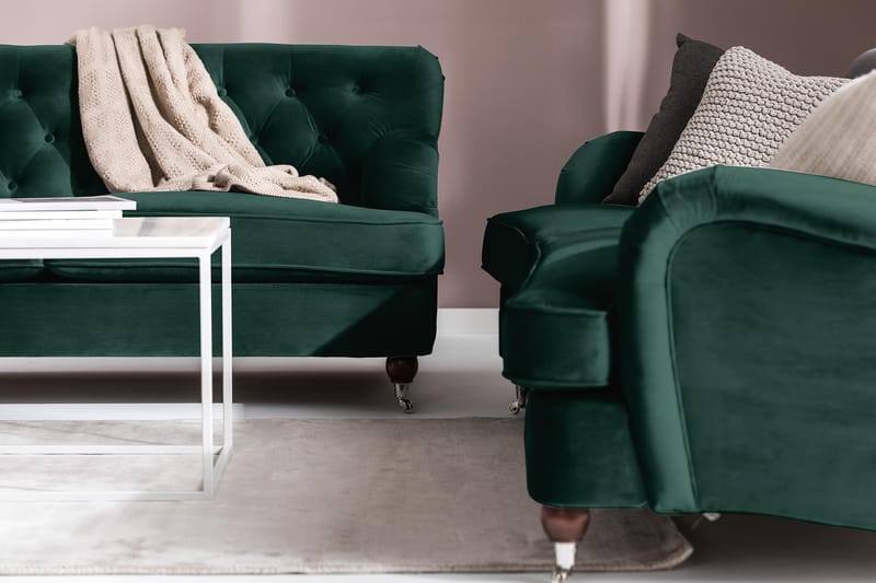 Howard Riviera 3-sits Svängd Sammetssoffa - Grön - Products - Möbler - Soffa - 3 sits soffa