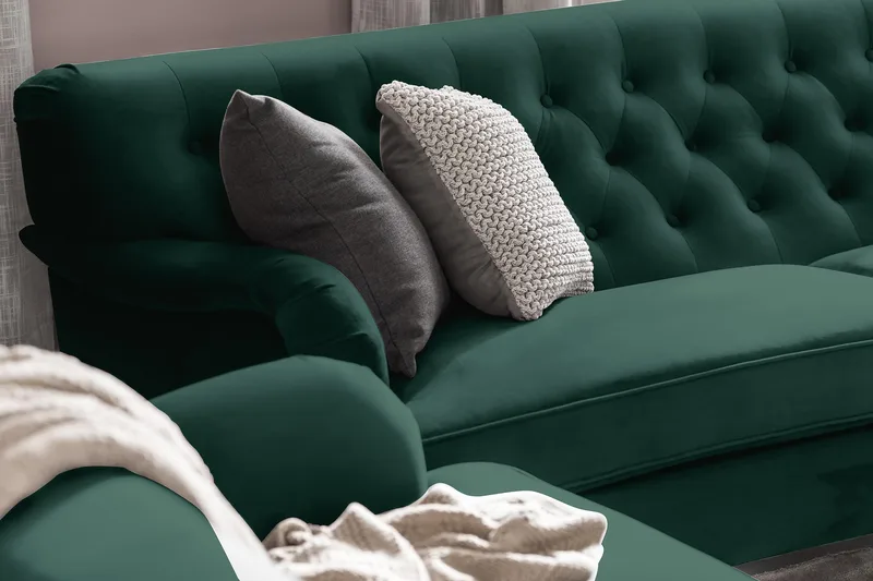 Howard Riviera 3-sits Svängd Sammetssoffa - Grön - Products - Möbler - Soffa - 3 sits soffa
