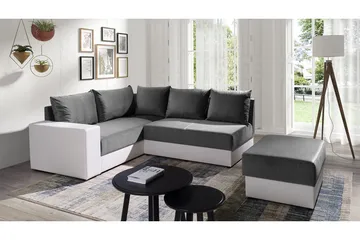 Julissa Hörnsoffa Vänster - Grå/Vit - Products - Möbler - Soffa - Skinnsoffa