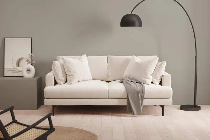 Menard 3-sits Djup Sammetssoffa 205 cm bred - Krämvit - Products - Möbler - Soffa - 3 sits soffa