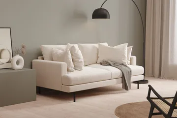 Menard 3-sits Djup Sammetssoffa 205 cm bred - Krämvit - Products - Möbler - Soffa - 3 sits soffa