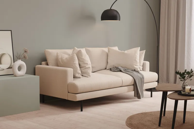 Menard 3-sits Djup Tygsoffa 205 cm bred - Beige - Products - Möbler - Soffa - 3 sits soffa