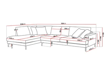 Menard Premium 5-sits Vänstervänd L-formad Djup Schäslongsoffa i Chenille - Ljusbeige - Products - Möbler - Soffa - Divansoffa & schäslongsoffa