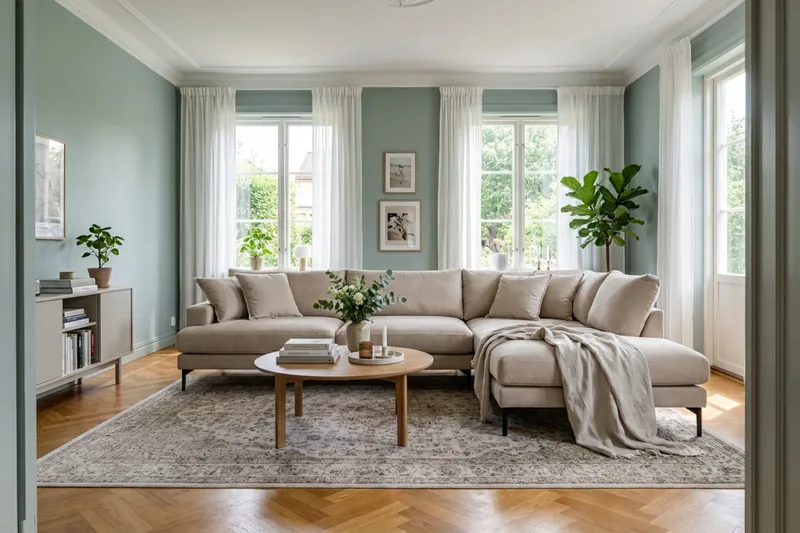 Menard Premium 5-sits Högervänd L-formad Djup Schäslongsoffa i Tyg - Beige - Products - Möbler - Soffa - Divansoffa & schäslongsoffa