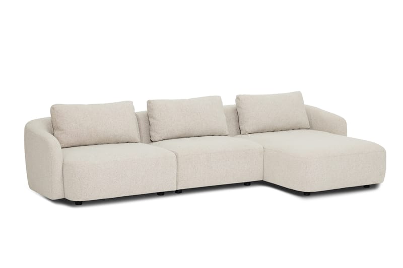 Milano 5-sits Rundad Högervänd L-soffa med Låg Rygg i Beige Boucle - Products - Möbler - Soffa - Divansoffa & schäslongsoffa